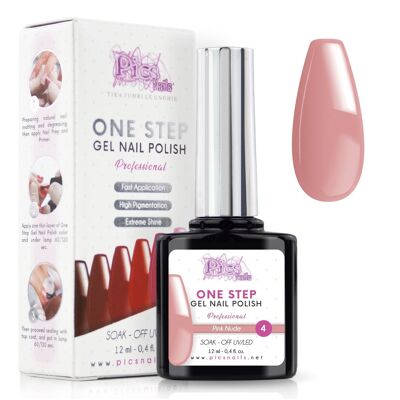One Step Pink Nude 4 semi-permanent nail polish - 12 ml | Semi-permanent 3in1 UV/LED Ultra Gloss