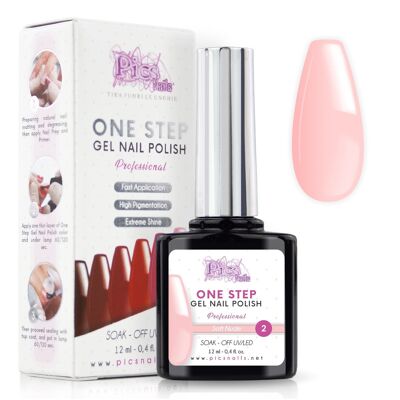 One Step Soft Nude 2 semi-permanent nail polish - 12 ml | Semi-permanent 3in1 UV/LED Ultra Gloss