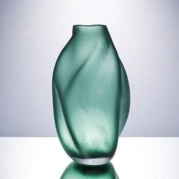 Vase Esmé Vert Dépoli en Verre Soufflé - MOYEN 1