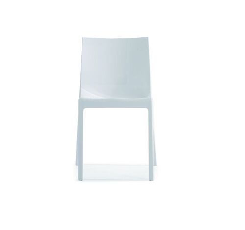 MAMAMIA sedia bianca lucida, impilabile, per uso indoor e outdoor.