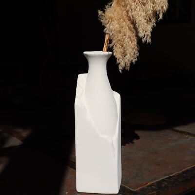 “Cut In Stone” Vase - L - White