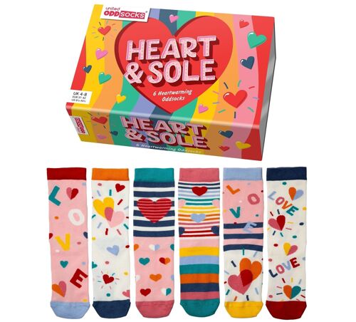 HEART AND SOLE | 6 Odd Socks Adult Gift Box - United Oddsocks| UK 4-8, EUR 37-42, US 6.5 -10.5
