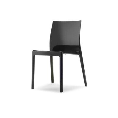 MAMAMIA glossy black chair, stackable, for indoor and outdoor use.