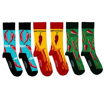 Hé, trucs chauds ! -3 paires de chaussettes assorties | Cockney Spaniel| Royaume-Uni 6-11, EUR 39-46, États-Unis 6.5-11.5 2