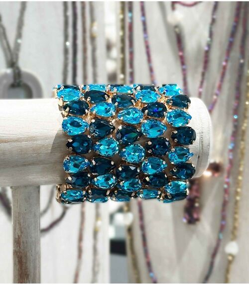 Bracelet en cristal K9 de haute qualité - Duo de bleu - Forme goutte