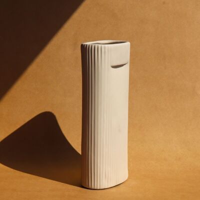 Pana gerippte Vase – Weiß
