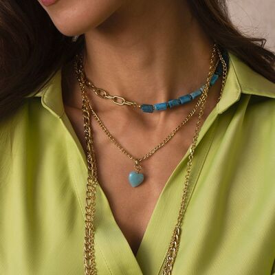 Carleena necklace - natural stone heart pendant