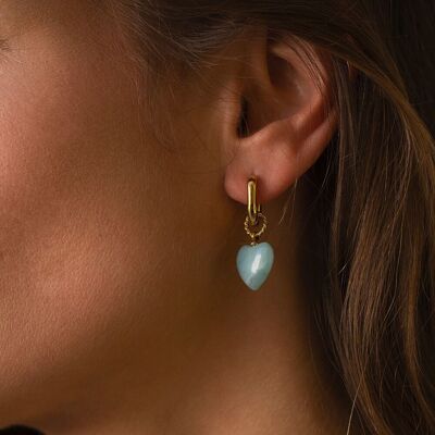 Carleena hoop earrings - natural stone heart