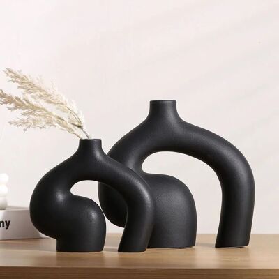 Duo of Ceramic Bridge Vases