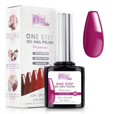 One Step Semi-Permanent Nagellack Fuchsia Cherry 8 - 12 ml | Semipermanenter 3in1 UV/LED Ultra Gloss