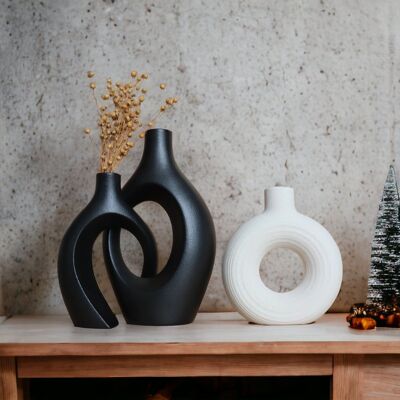 Set: 1 Large Entwined Duo + 1 Textured Circular Vase