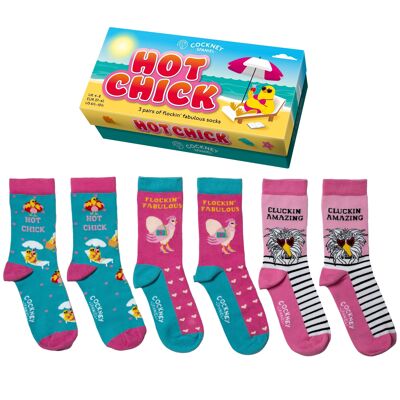 HOT CHICK - 3 paires de chaussettes assorties | Cockney Spaniel | Royaume-Uni 4-8, EUR 37-42, États-Unis 6.5-10.5