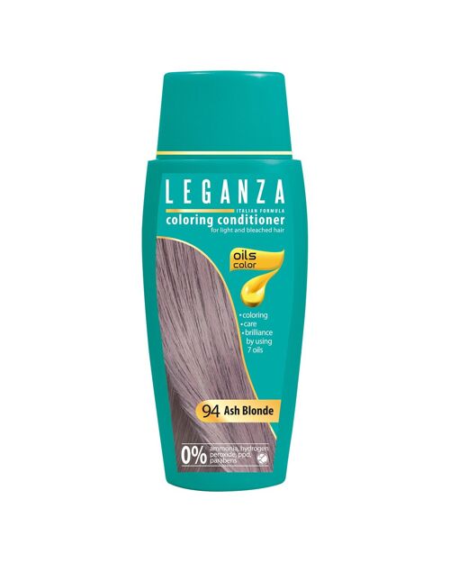 Leganza Coloring Conditioner - Color Ash Blonde / Gray Blonde - 100% Natural Oils - 0% Hydrogen Peroxide / PPD / Ammonia