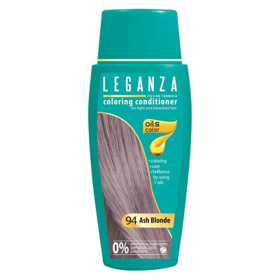 Leganza Coloring Conditioner – Farbe Aschblond/Graublond – 100 % natürliche Öle – 0 % Wasserstoffperoxid/PPD/Ammoniak