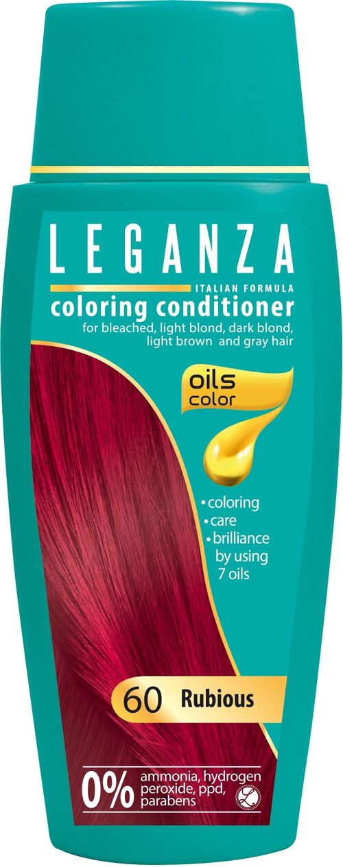 Leganza Coloring Conditioner - Kleur Rubious / Ruby Rood - 100% Natuurlijke Oliën - 0% Waterstofperoxide / PPD / Ammoniak