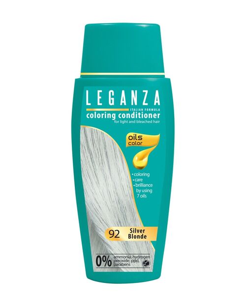 Leganza Coloring Conditioner - Silver Blonde / Silver Blonde - 100% Natural Oils - 0% Hydrogen Peroxide / PPD / Ammonia