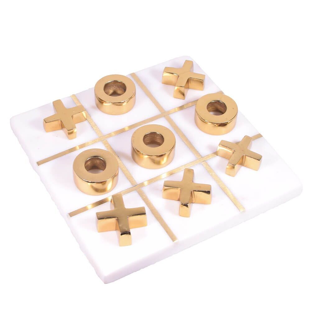 Tic Tack Toe aus Marmor mit Aluminiumkreuz