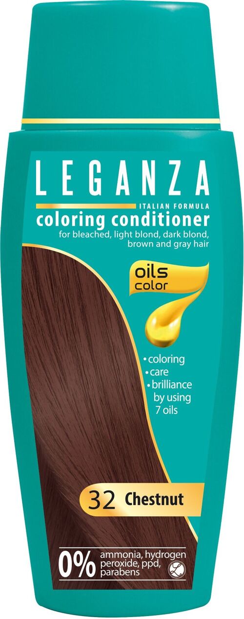 Leganza Coloring Conditioner - Kleur Chestnut / Kastanje Bruin - 100% Natuurlijke Oliën - 0% Waterstofperoxide / PPD / Ammoniak