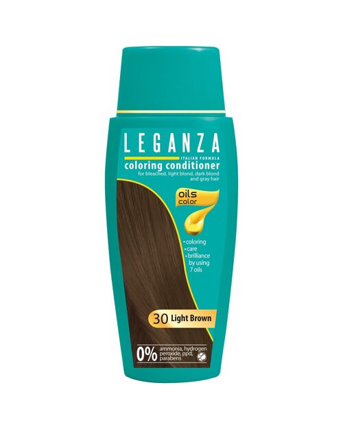 Leganza Coloring Conditioner - Color Light Brown / Light Brown - 100% Natural Oils - 0% Hydrogen Peroxide / PPD / Ammonia