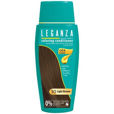 Leganza Coloring Conditioner – Farbe Hellbraun/Hellbraun – 100 % natürliche Öle – 0 % Wasserstoffperoxid/PPD/Ammoniak