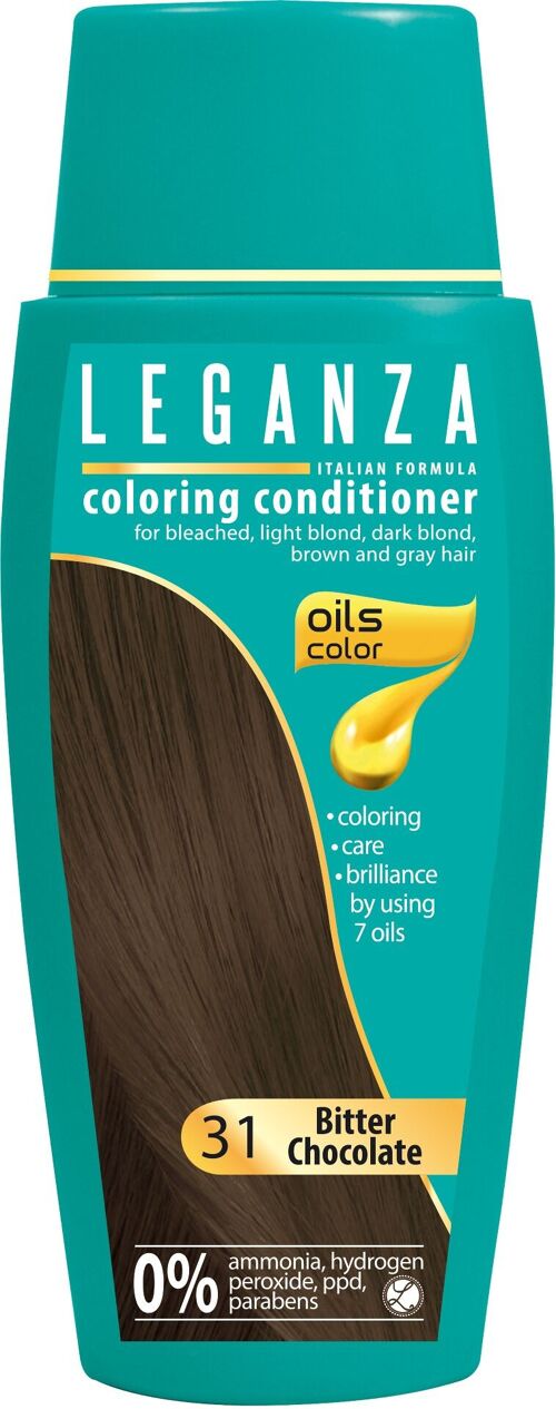 Leganza Coloring Conditioner - Kleur Bitter Chocolate / Chocolade Bruin - 100% Natuurlijke Oliën - 0% Waterstofperoxide / PPD / Ammoniak