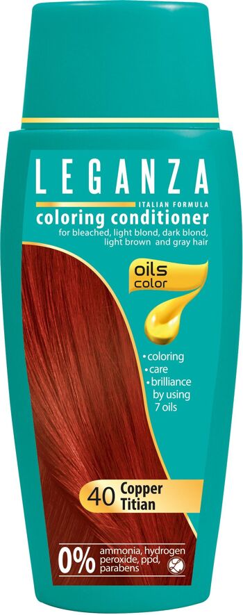 Après-shampooing colorant Leganza - Couleur Cuivre Titien / Rouge Cuivre - Huiles 100% Naturelles - 0% Peroxyde d'Hydrogène / PPD / Ammoniaque 1