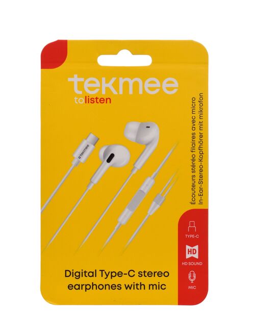 Ecouteur filaire - TEKMEE STEREO TYPE-C EARPHONES WITH MIC