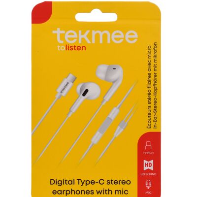 Ecouteur filaire - TEKMEE STEREO TYPE-C EARPHONES WITH MIC