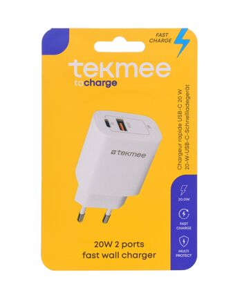 Chargeur mural - TEKMEE 20W A+C WALL FAST CHARGER WHT 1