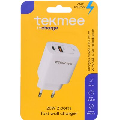 Wall charger - TEKMEE 20W A+C WALL FAST CHARGER WHT