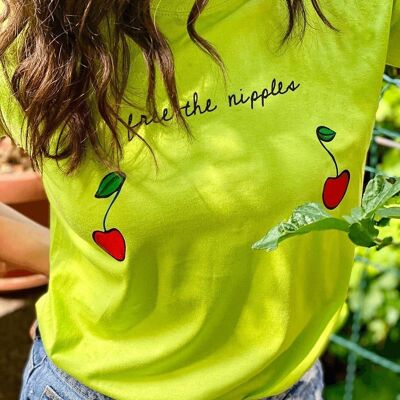 T-Shirt "Free The Nipple"__M / Verde Mela