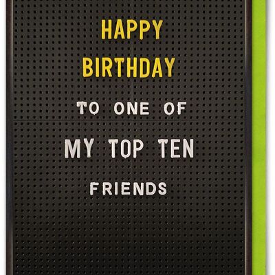 Carte d'anniversaire amusante – Top dix amis