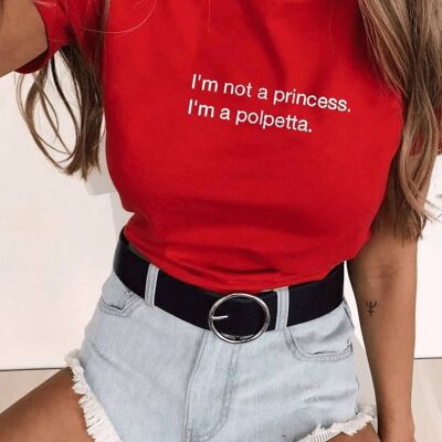 T-Shirt "I'm  Not a Princess. I'm a Meatball"__S / Rosso