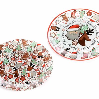 Round Christmas plates with decorated glass 14zero3