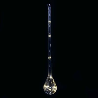 Decoraciones de gotas de vidrio con luz LED blanca cálida para colgar