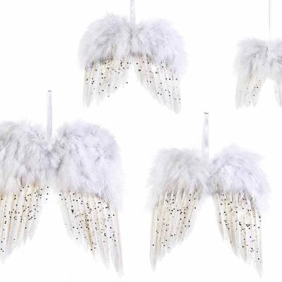 Ailes d'ange en plumes et paillettes à suspendre en lot de 4 pièces