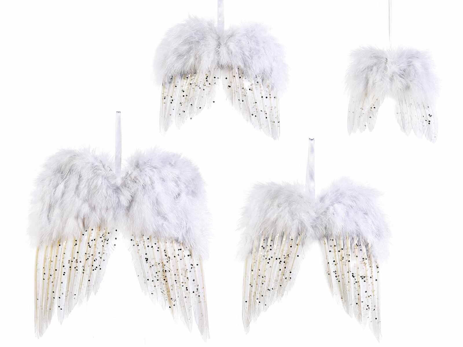 Alas de ángel con plumas y purpurina para colgar en juego de 4 piezas