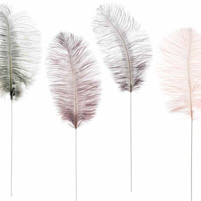 Decorative colored real feathers on metal stick