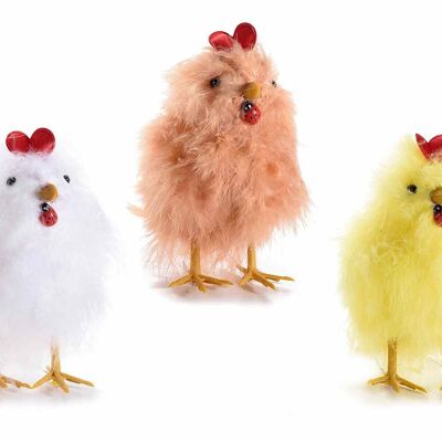 Poussins décoratifs avec de vraies plumes à placer