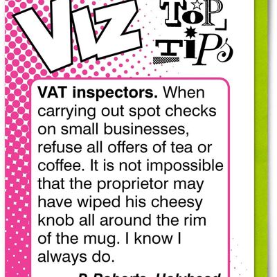 Funny Birthday Card - VAT Inspectors Viz Top Tips