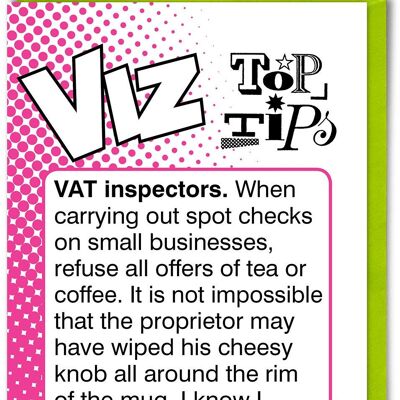 Funny Birthday Card - VAT Inspectors Viz Top Tips