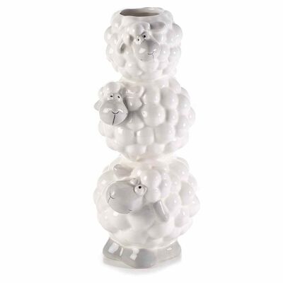 Vases with white ceramic sheep