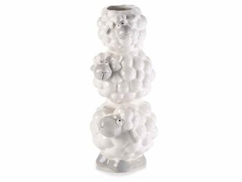 Vases avec moutons en céramique blanche
