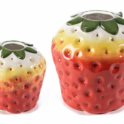 Erdbeervasen aus glänzender Keramik im 2er-Set