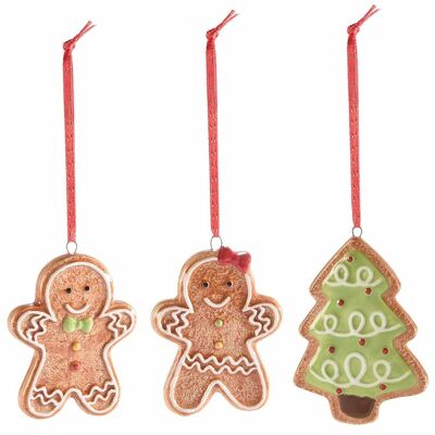 Ceramic gingerbread man tree decorations "Biscuits" collection to hang