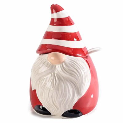 Zuccheriere a Babbo Natale in ceramica con coperchio a cappello e cucchiaino