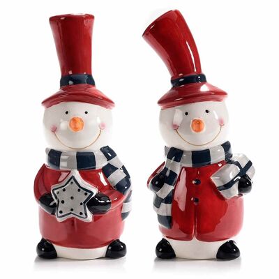 Ceramic snowmen to stand with hat and scarf