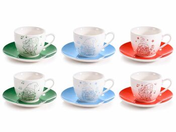 Tasses à café en céramique colorée avec soucoupe design "Gnometti" 14zero3