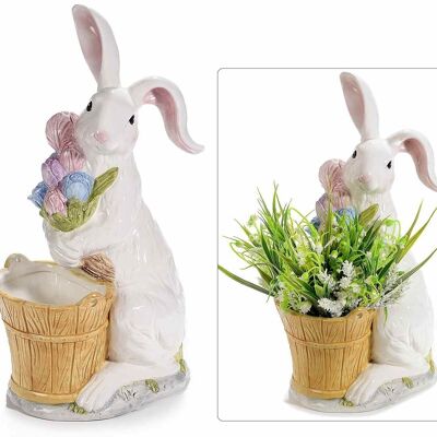 Coniglietti porta vaso di Pasqua in ceramica colorata da appoggiare