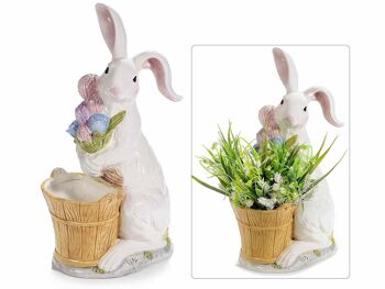Porte-vase de Pâques lapins en céramique colorée à poser